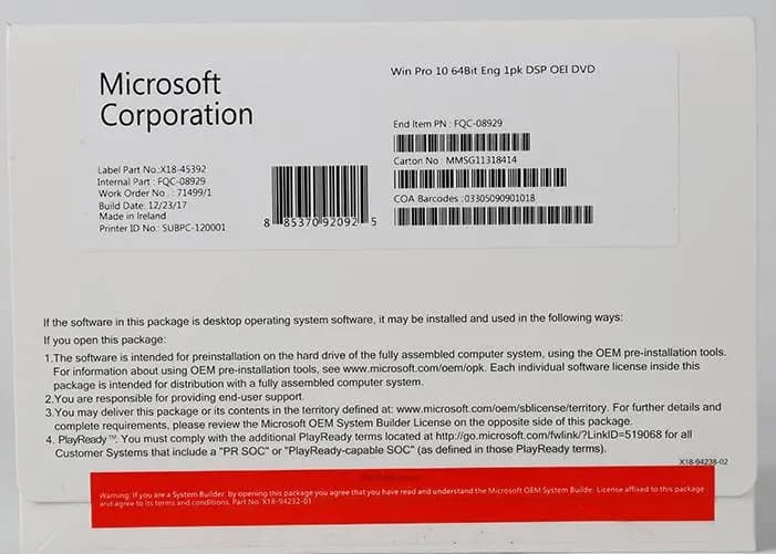 Windows 10 Pro oem 64Bit Türkçe