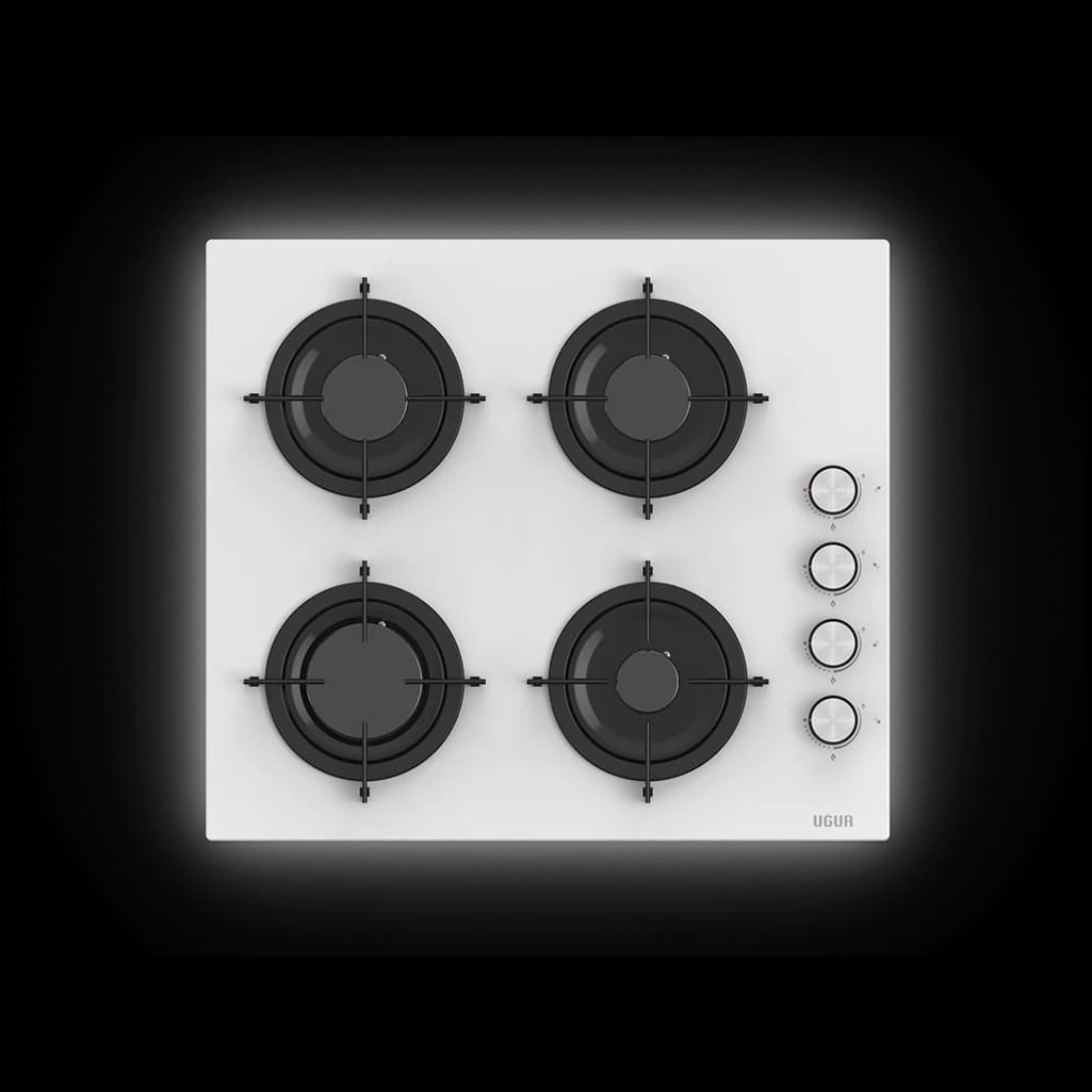 Uğur UAO 6040W0 BCY CSR1 Beyaz Ankastre Cam Ocak